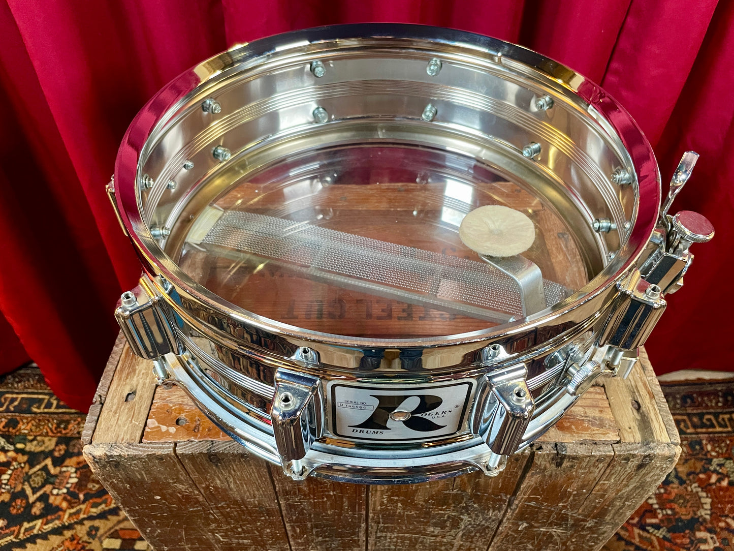 Vintage Rogers 5x14 Dynasonic "Big R" Snare Drum Chrome Over Brass COB