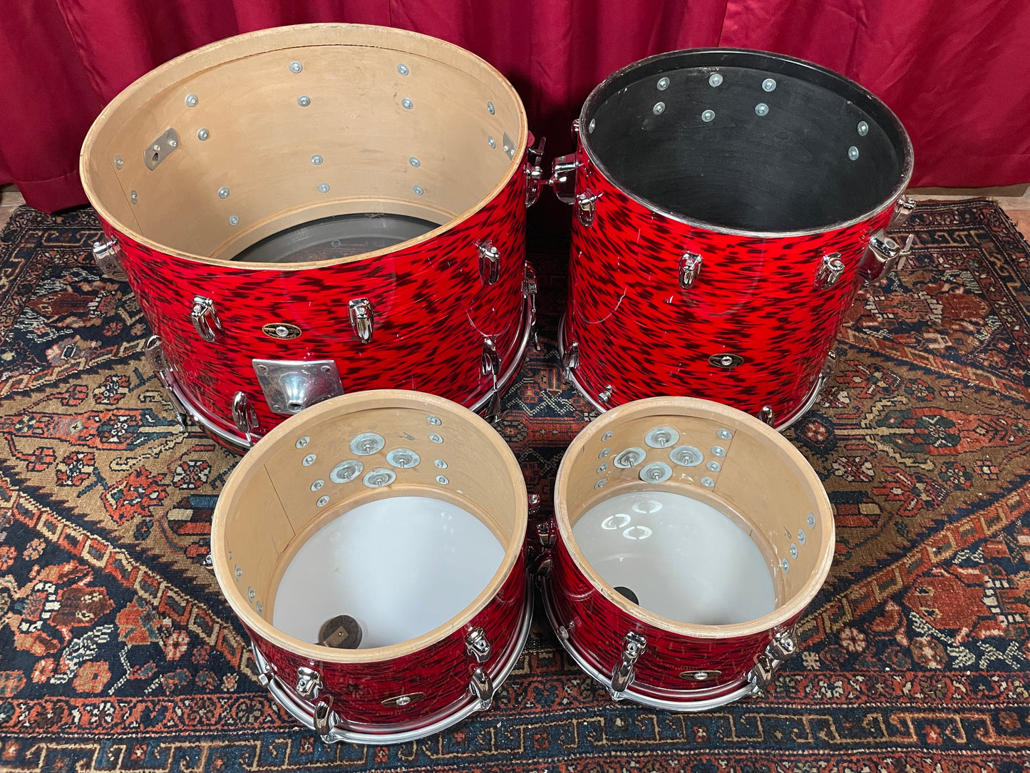 1960s Slingerland Drum Set Red Tiger Modern Solo Outfit 22/12/13/16