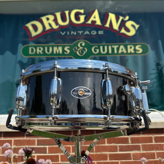 1970s Slingerland 5x14 Buddy Rich No. 190 Snare Drum Blakrome Black Chrome TDR