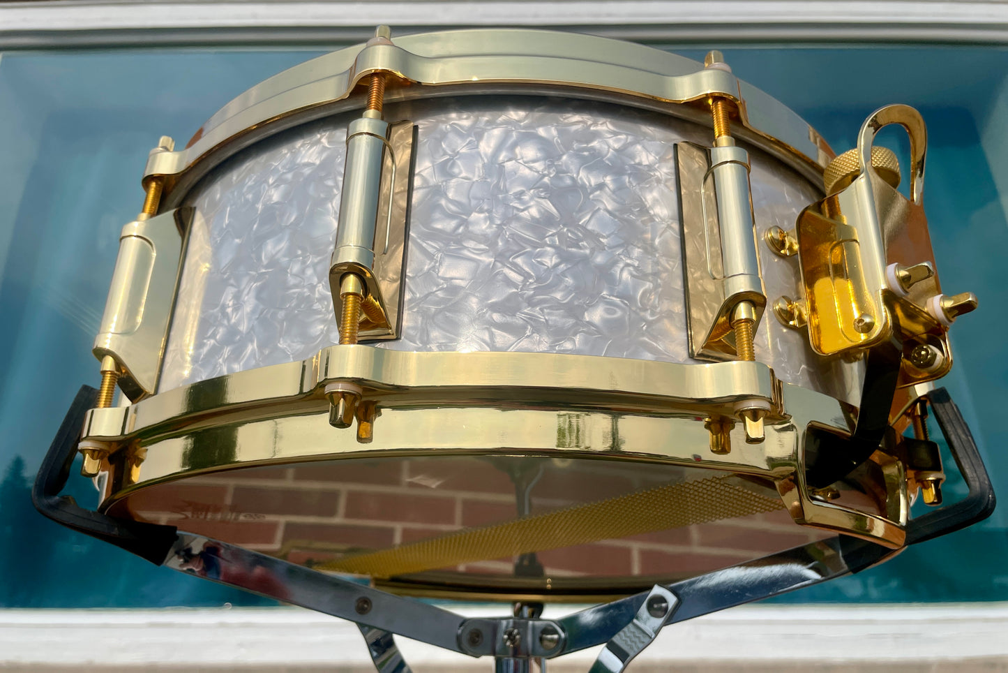 1999 Remo Louie Bellson Signature 5.5x14 Snare Drum White Marine Pearl #413 of 1000 NOS