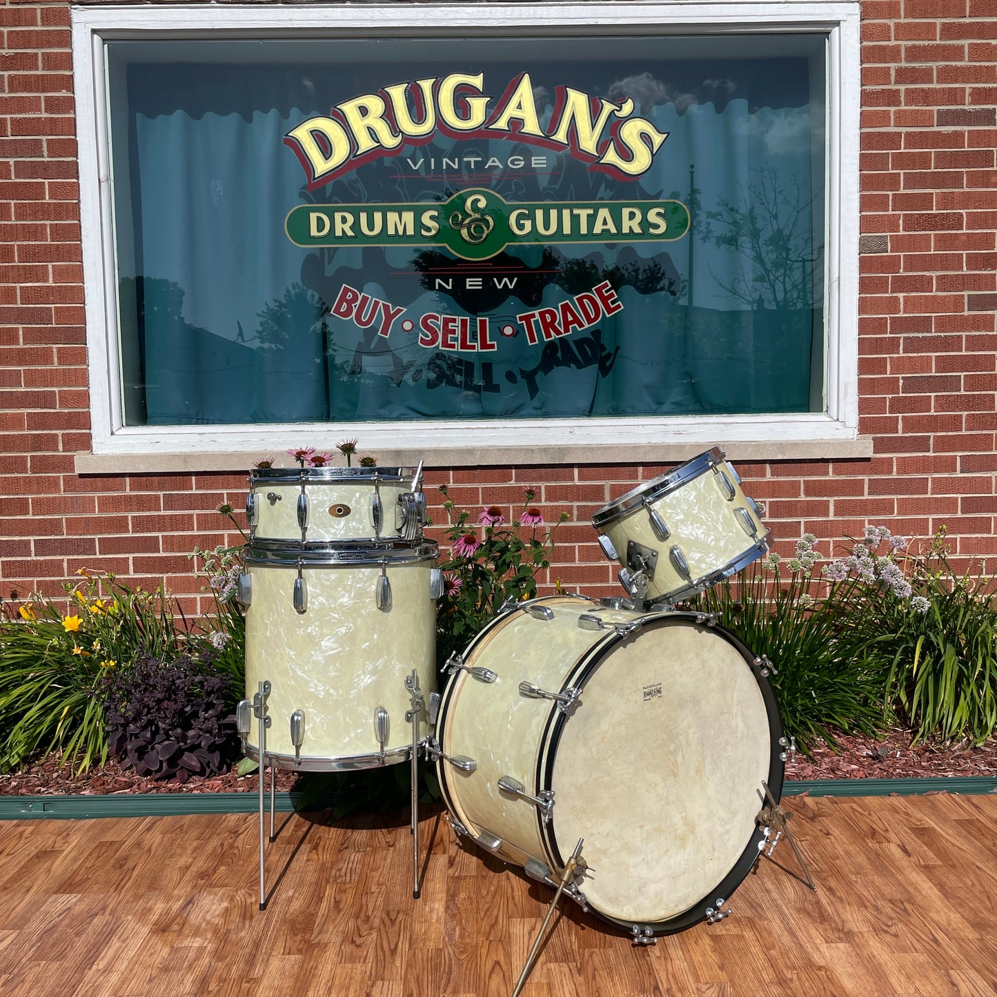 1950s Slingerland Radio King Drum Set White Marine Pearl 22/13/16 w/ 5.5x14 Snare