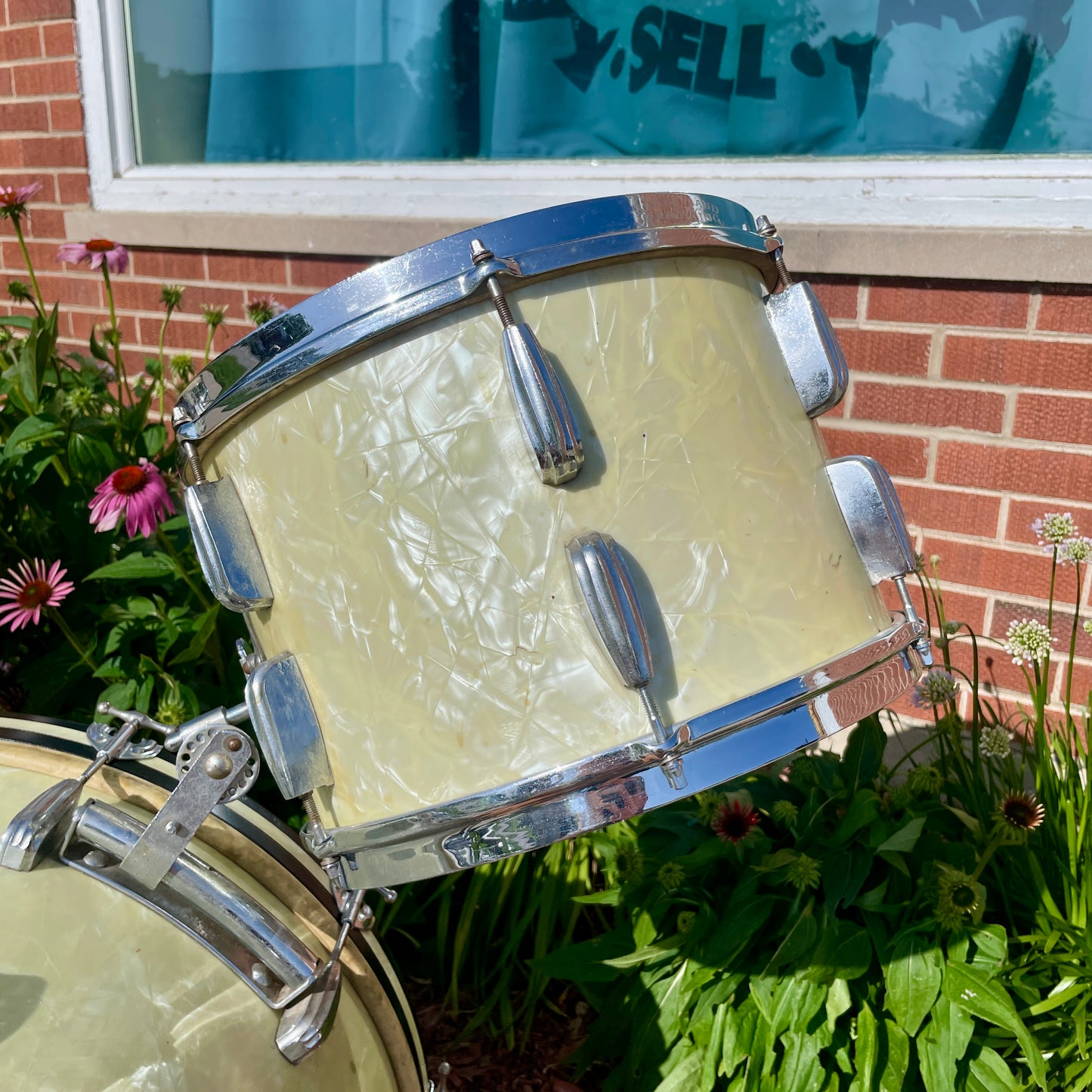 1950s Slingerland Radio King Drum Set White Marine Pearl 22/13/16
