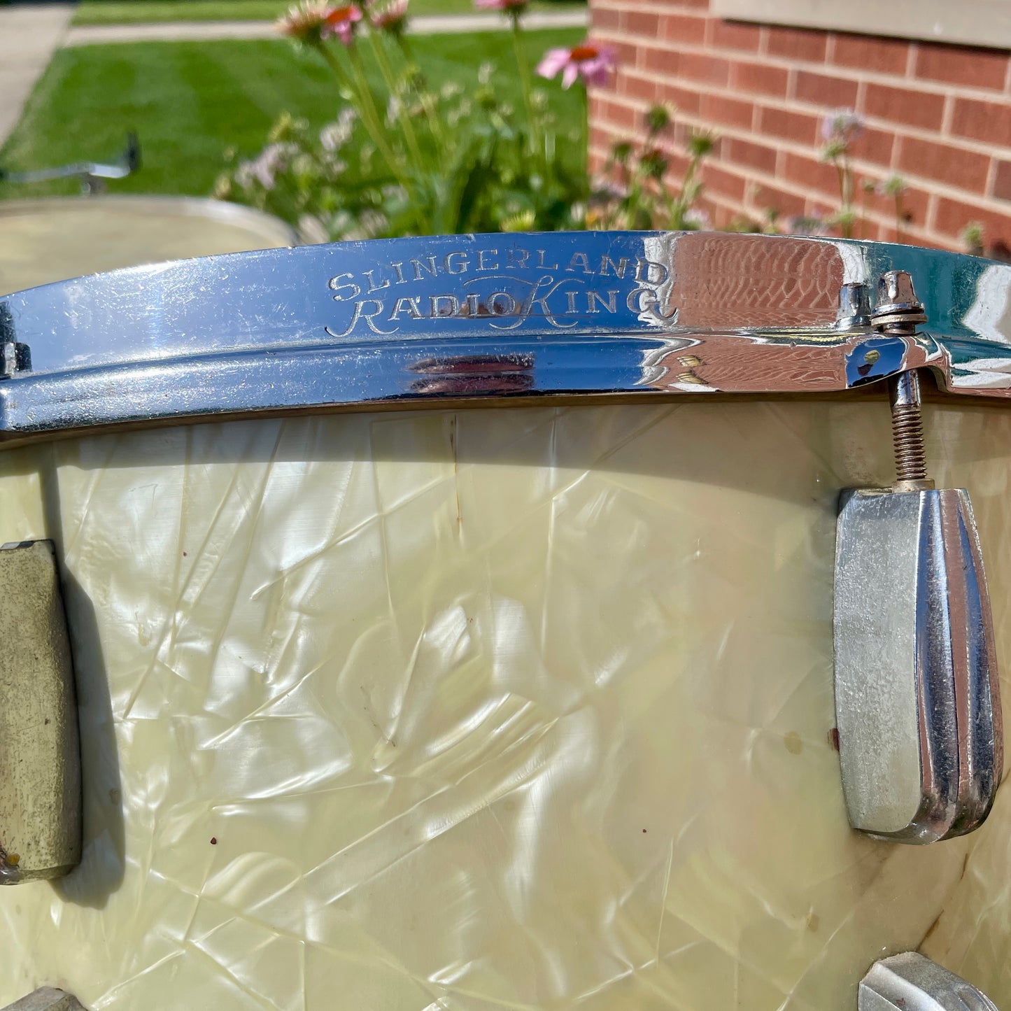 1950s Slingerland Radio King Drum Set White Marine Pearl 22/13/16