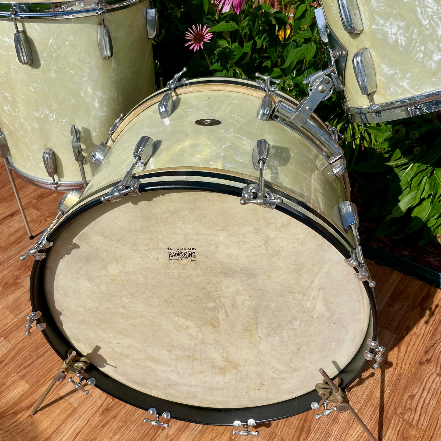 1950s Slingerland Radio King Drum Set White Marine Pearl 22/13/16 w/ 5.5x14 Snare