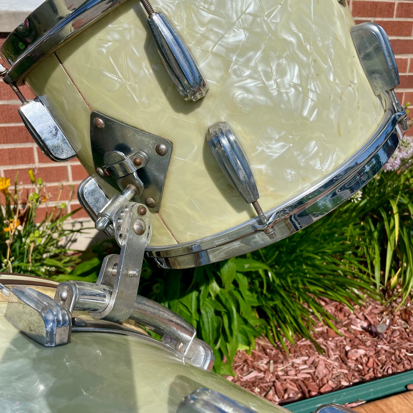 1950s Slingerland Radio King Drum Set White Marine Pearl 22/13/16