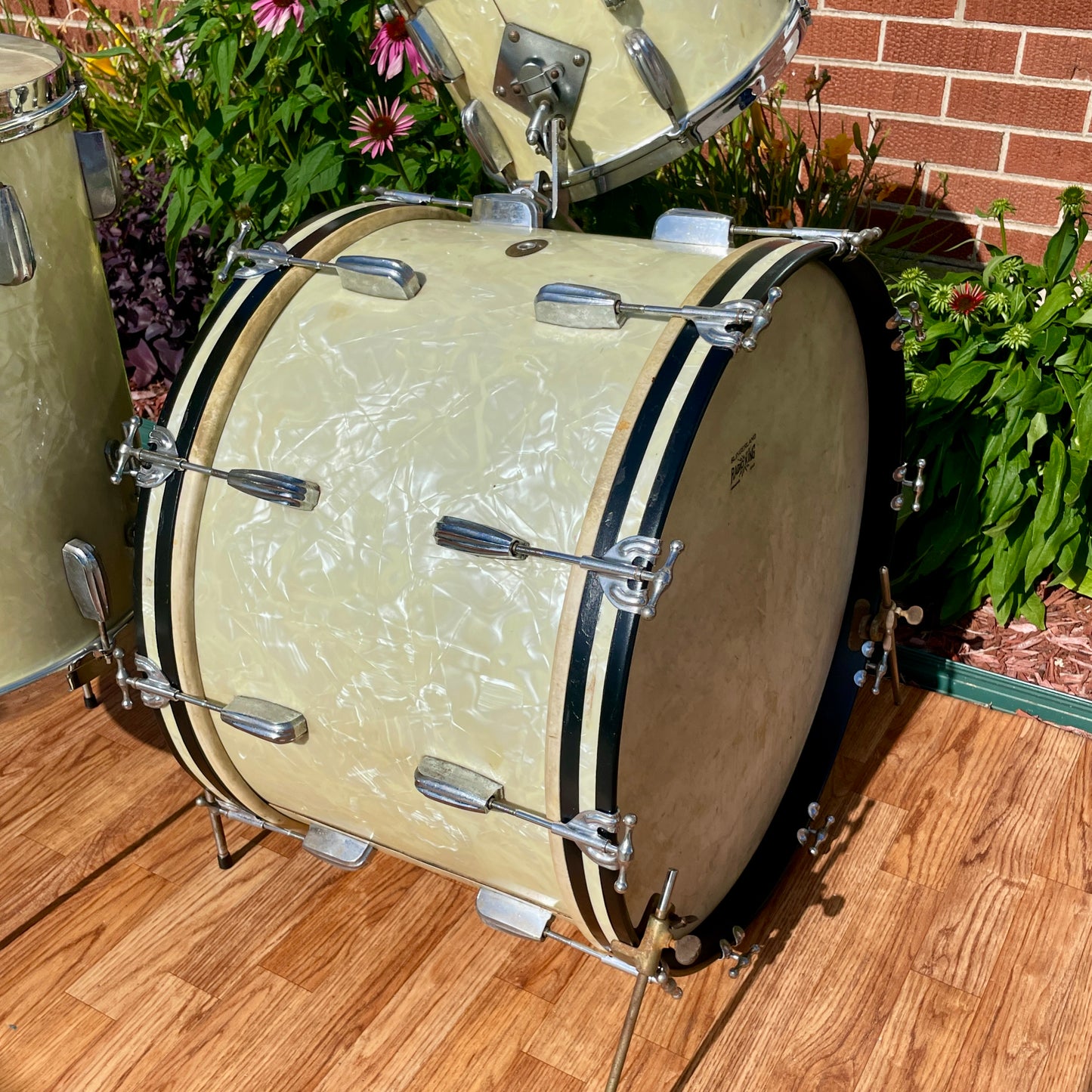 1950s Slingerland Radio King Drum Set White Marine Pearl 22/13/16