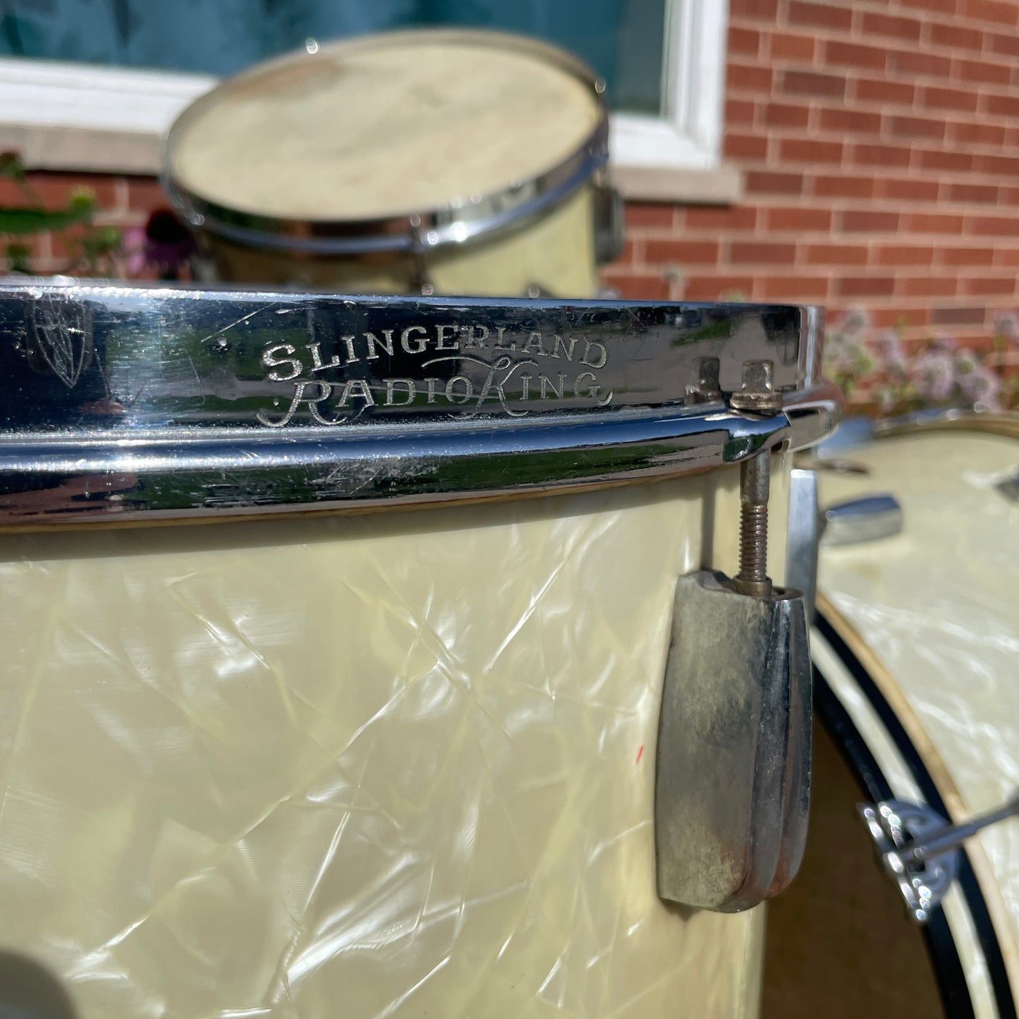 1950s Slingerland Radio King Drum Set White Marine Pearl 22/13/16