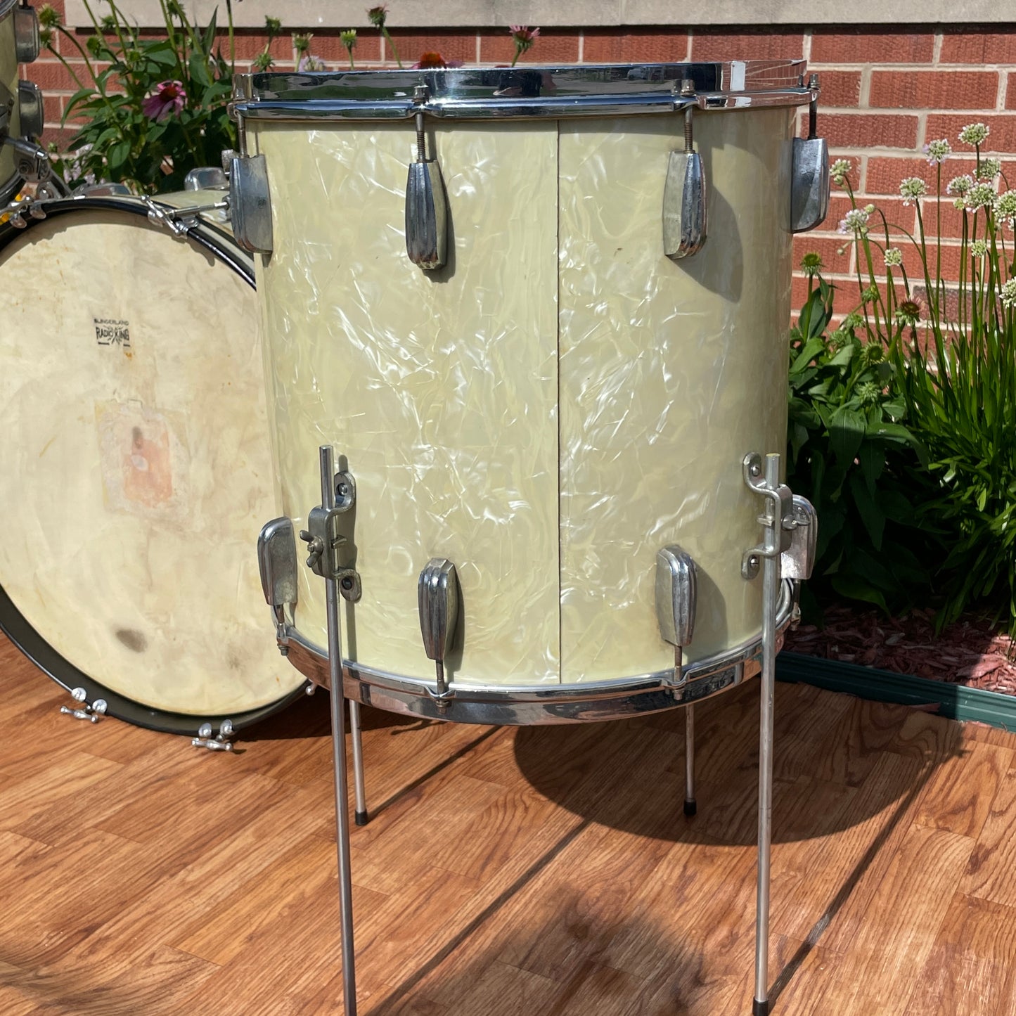 1950s Slingerland Radio King Drum Set White Marine Pearl 22/13/16