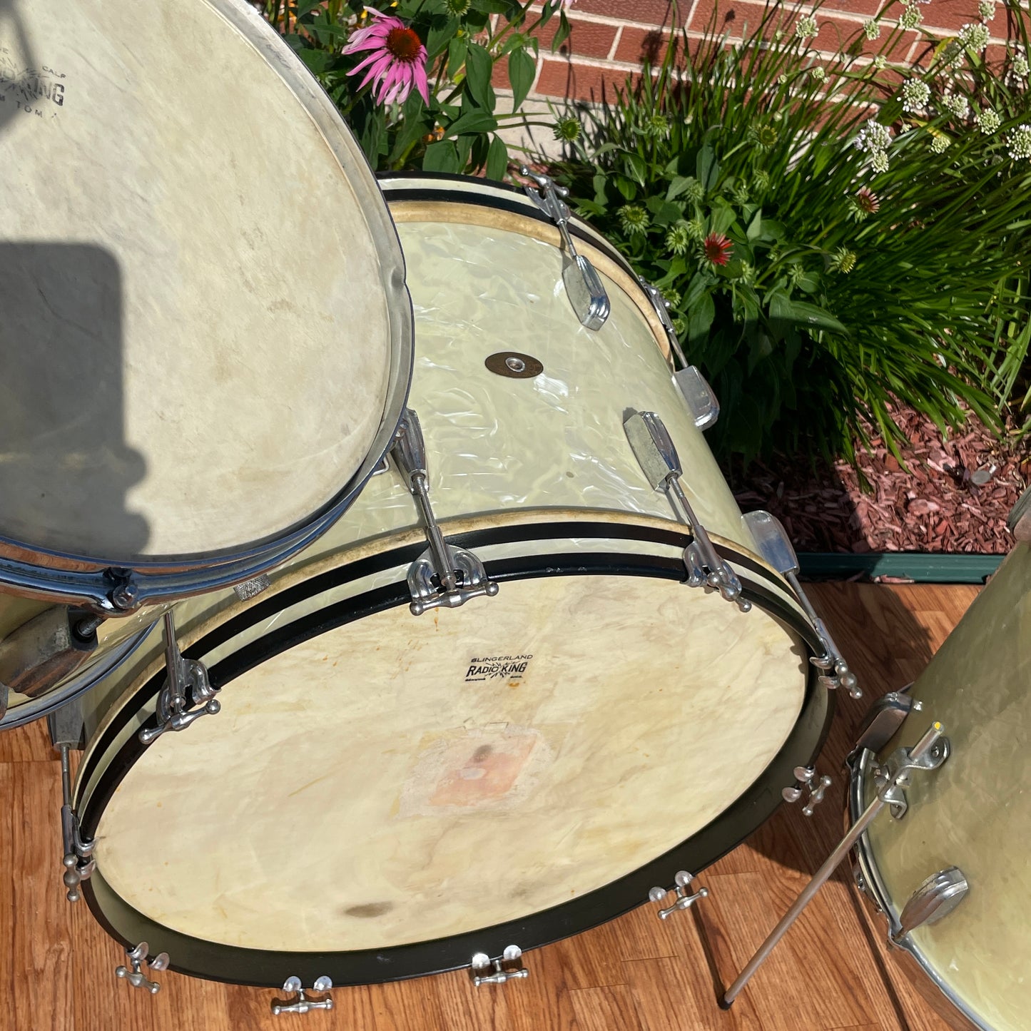 1950s Slingerland Radio King Drum Set White Marine Pearl 22/13/16 w/ 5.5x14 Snare
