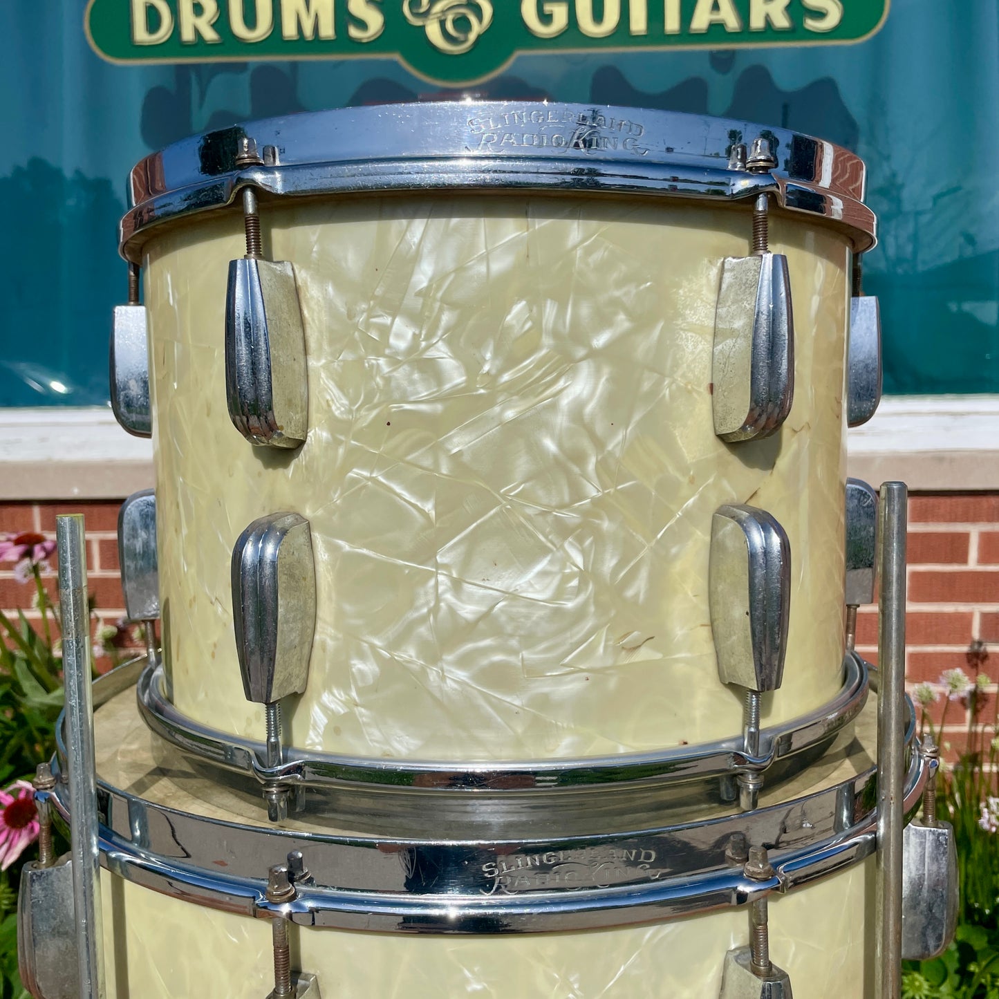 1950s Slingerland Radio King Drum Set White Marine Pearl 22/13/16 w/ 5.5x14 Snare