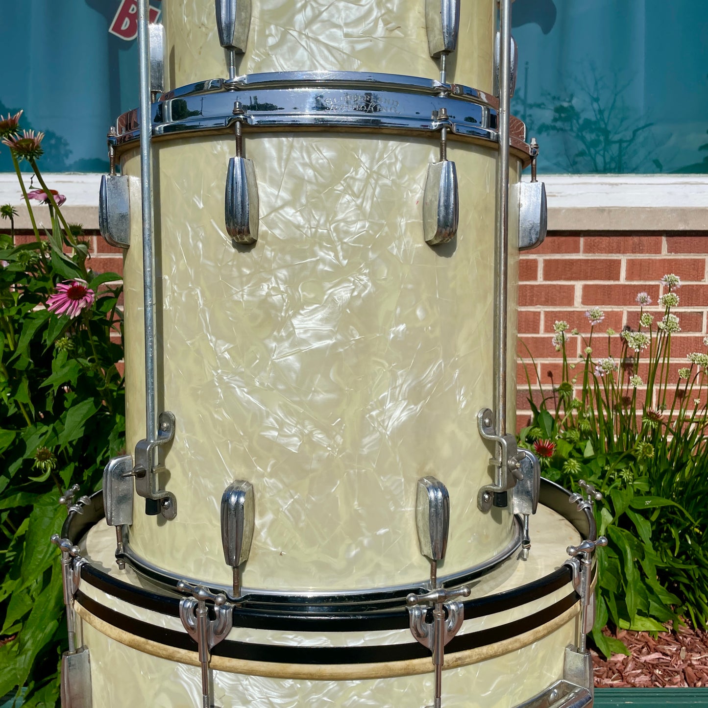 1950s Slingerland Radio King Drum Set White Marine Pearl 22/13/16 w/ 5.5x14 Snare