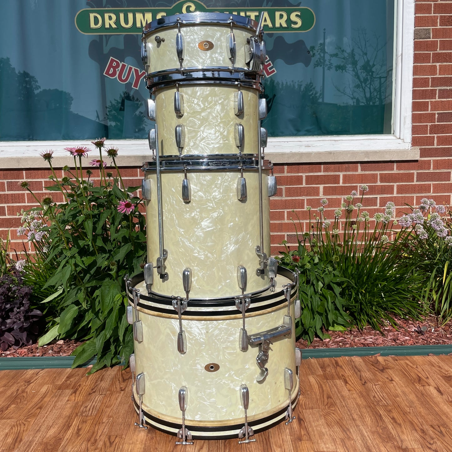 1950s Slingerland Radio King Drum Set White Marine Pearl 22/13/16 w/ 5.5x14 Snare