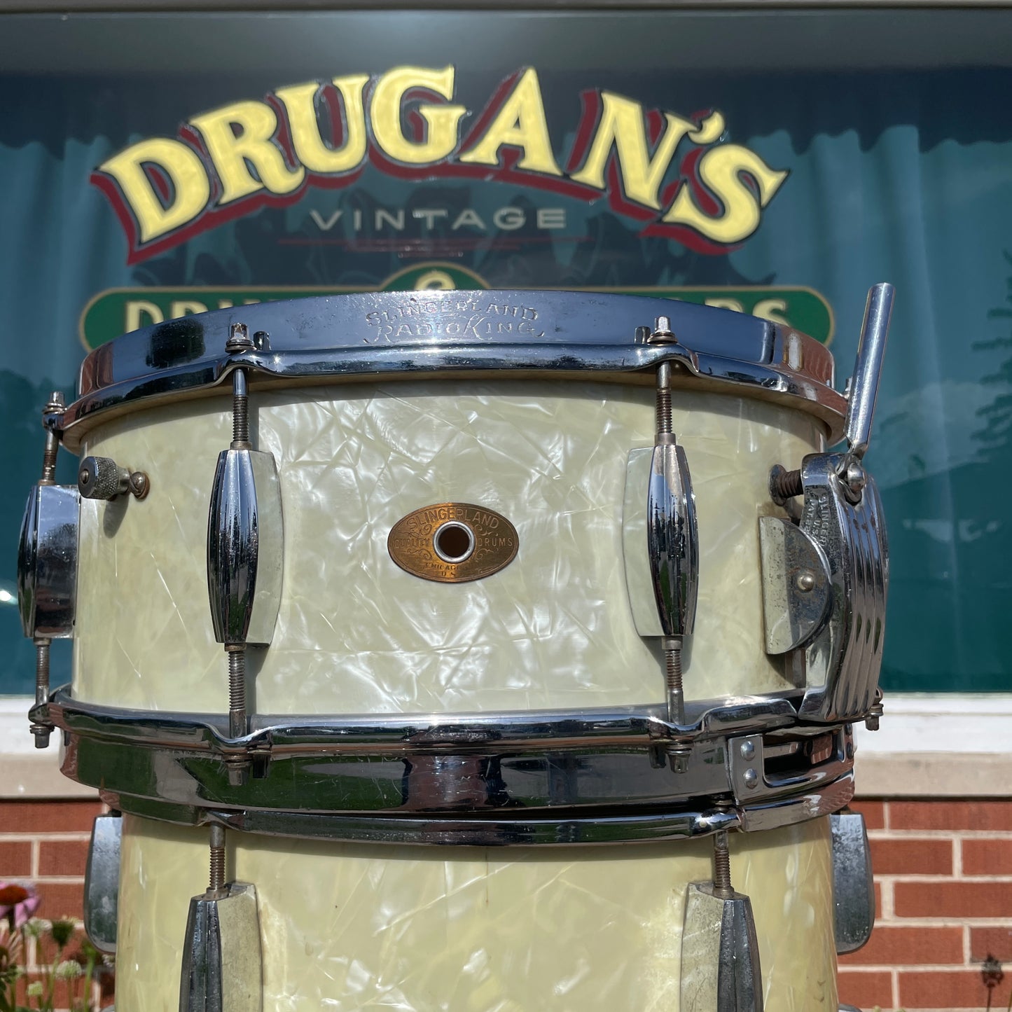 1950s Slingerland Radio King Drum Set White Marine Pearl 22/13/16 w/ 5.5x14 Snare