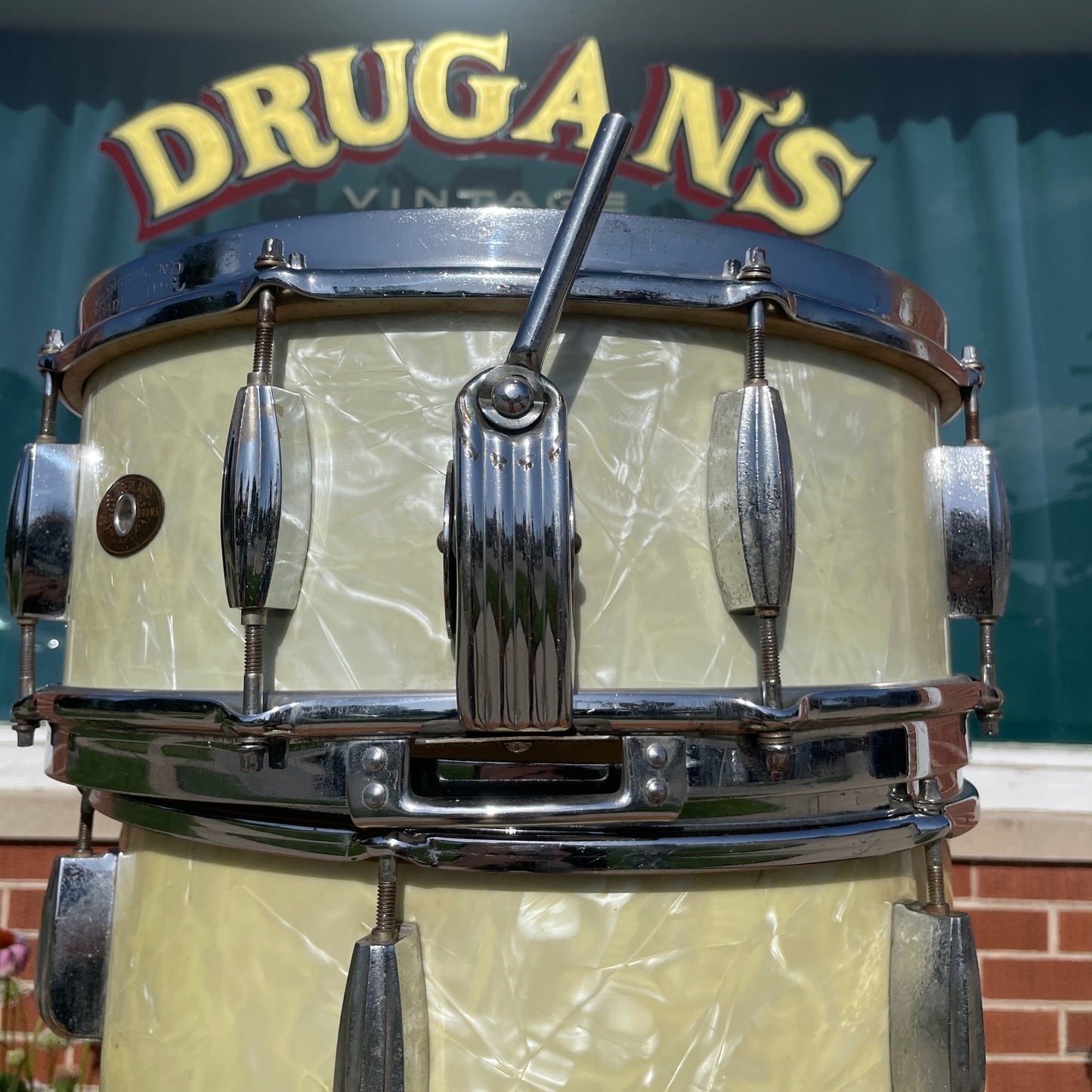 1950s Slingerland 5.5x14 No. 153 Super Gene Krupa Radio King Snare Drum White Marine Pearl