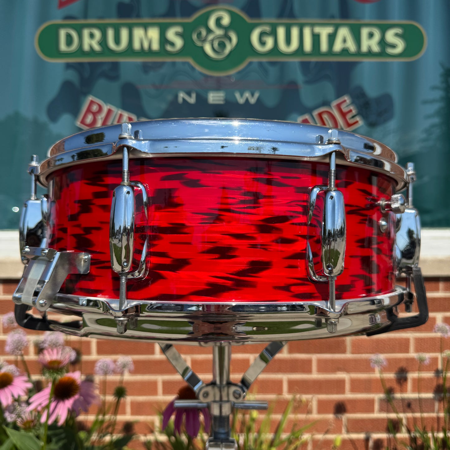 1960s Slingerland Buddy Rich Artist Model 5.5x14 Snare Drum Red Tiger Pearl 8-Lug