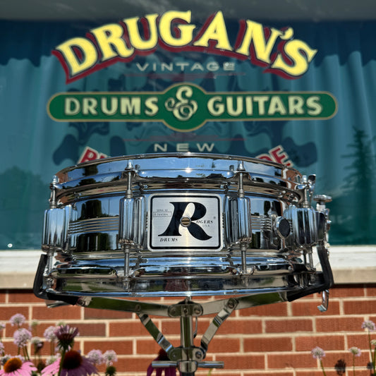 Vintage Rogers 5x14 Dynasonic "Big R" Snare Drum Chrome Over Brass COB