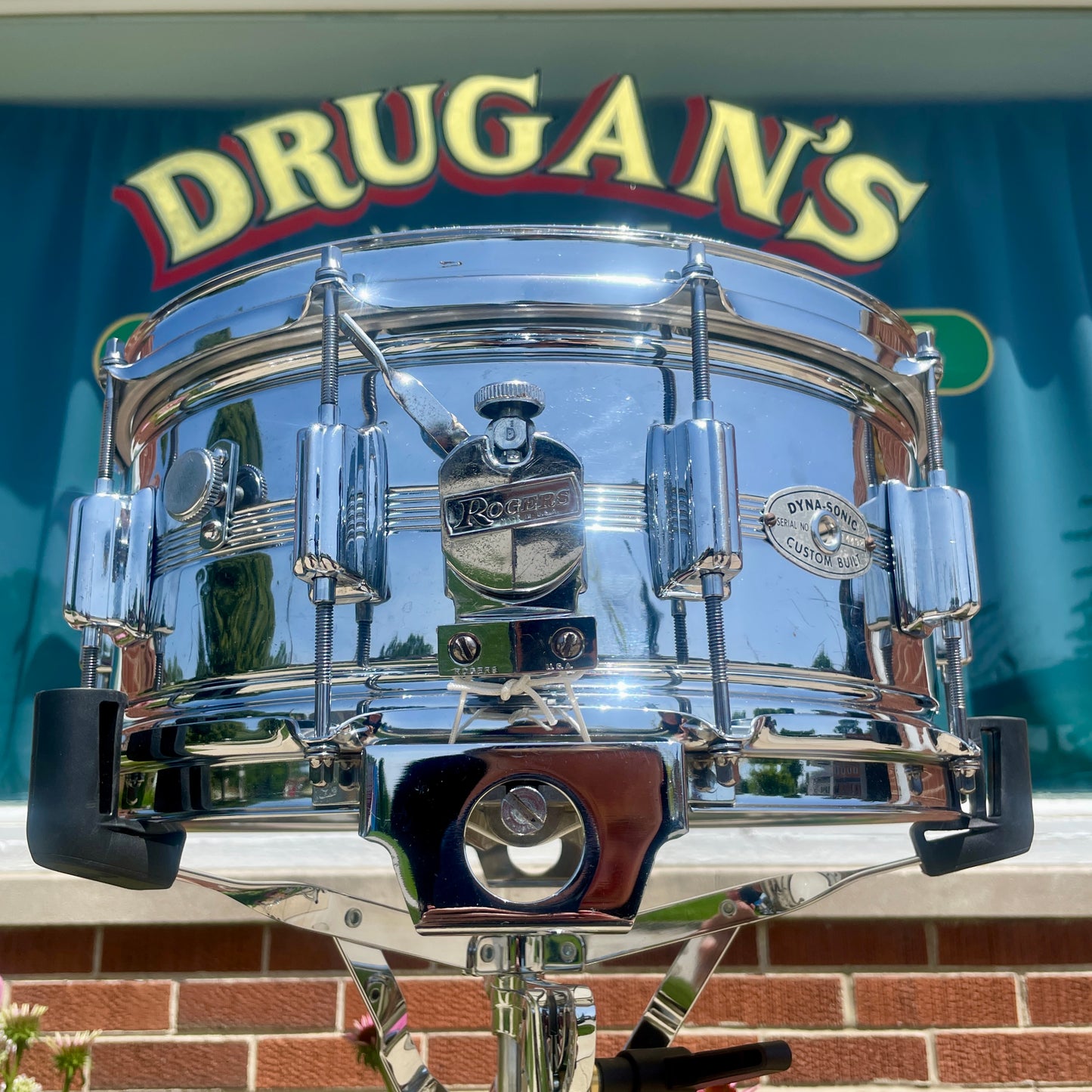 1960s Rogers 6.5x14 Chrome Over Brass Dynasonic Snare Drum COB