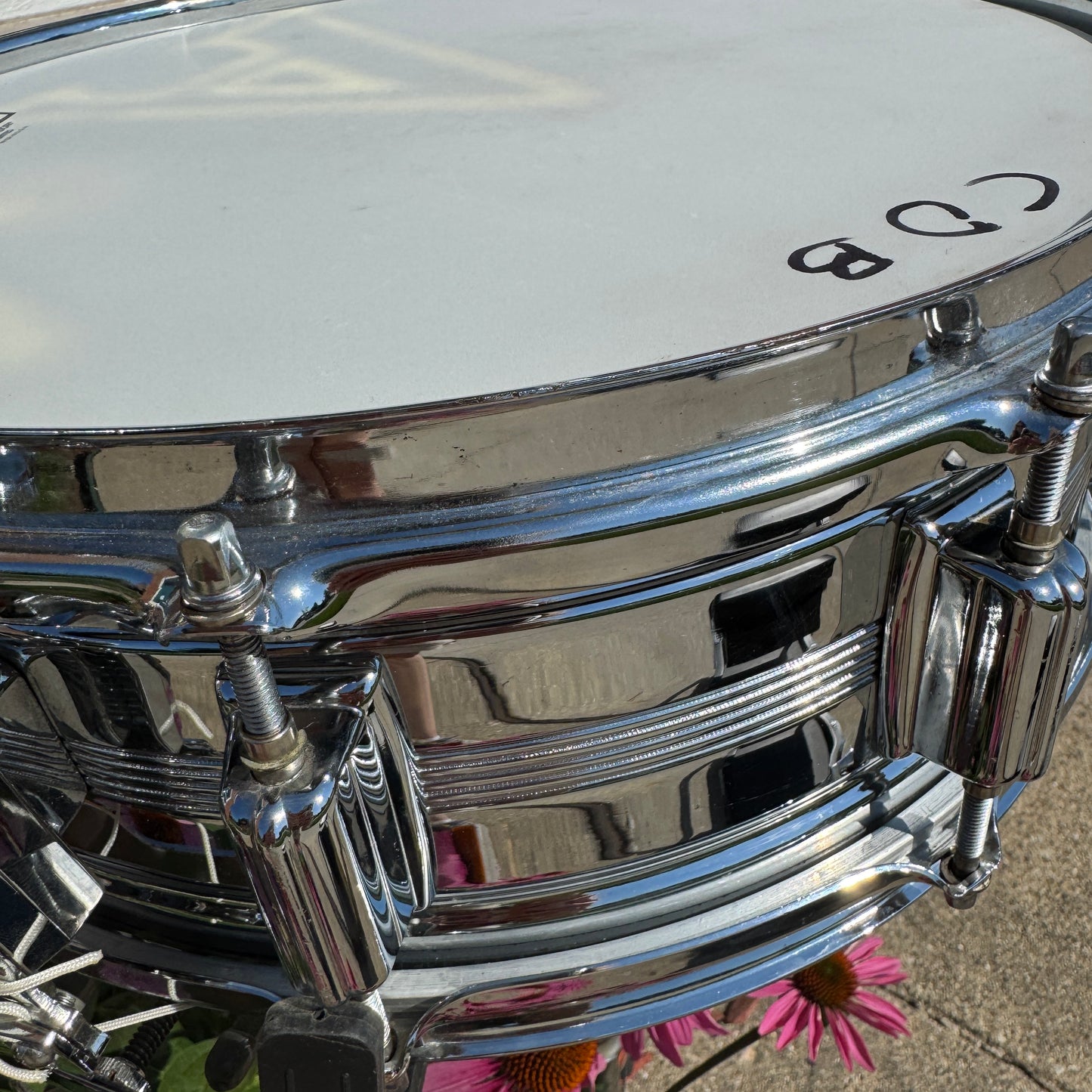 Vintage Rogers 5x14 Dynasonic "Big R" Snare Drum Chrome Over Brass COB
