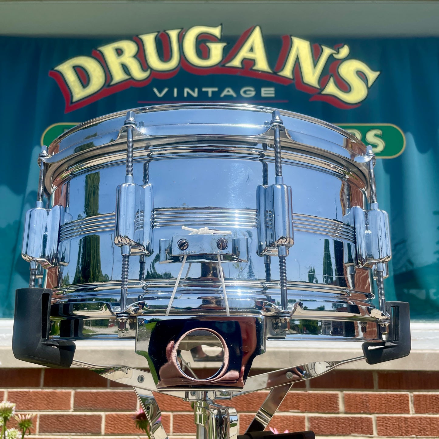 1960s Rogers 6.5x14 Chrome Over Brass Dynasonic Snare Drum COB