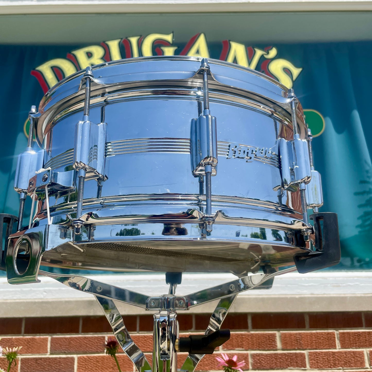 1960s Rogers 6.5x14 Chrome Over Brass Dynasonic Snare Drum COB