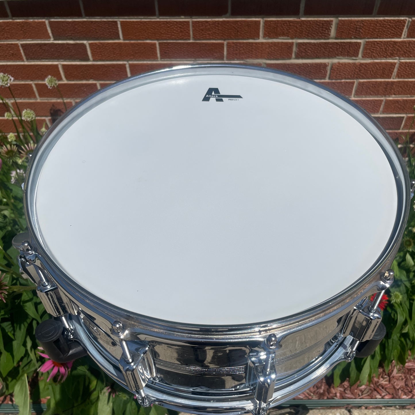 1960s Rogers 6.5x14 Chrome Over Brass Dynasonic Snare Drum COB