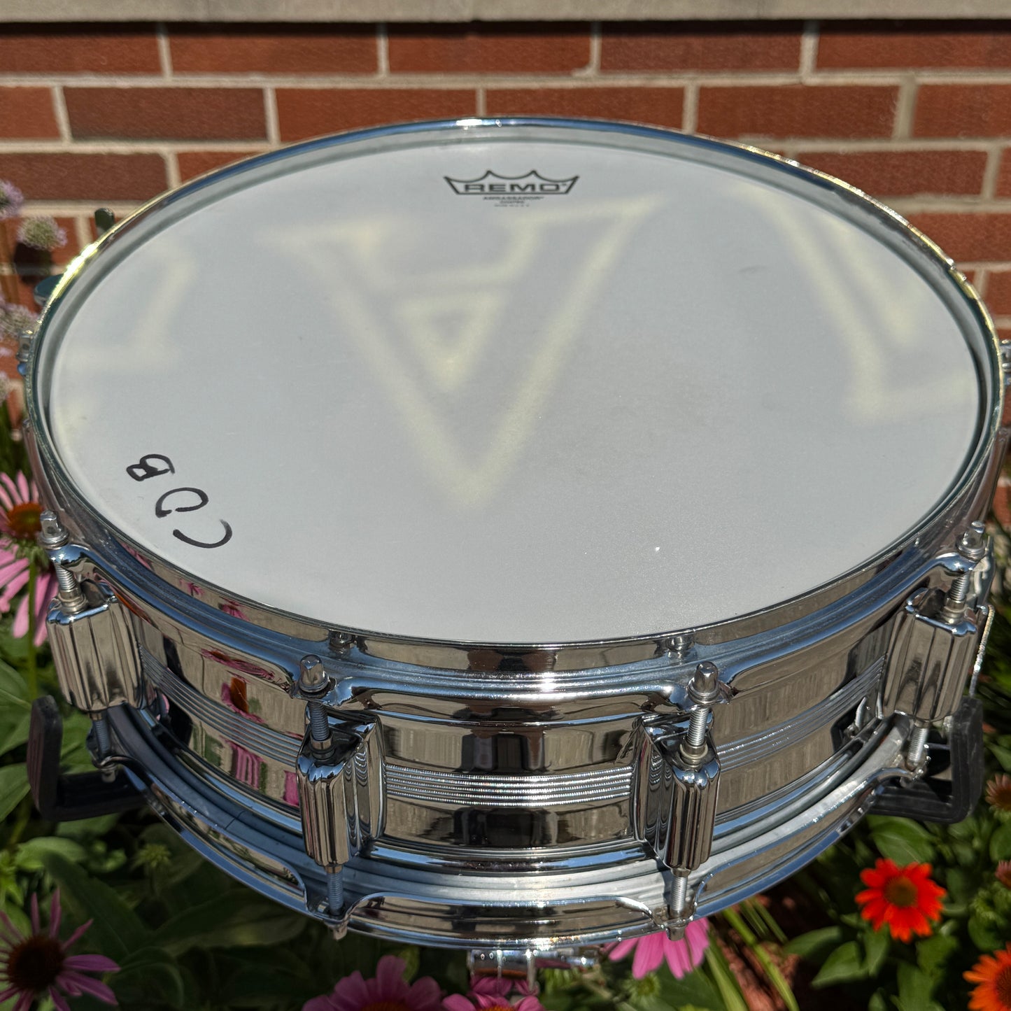 Vintage Rogers 5x14 Dynasonic "Big R" Snare Drum Chrome Over Brass COB