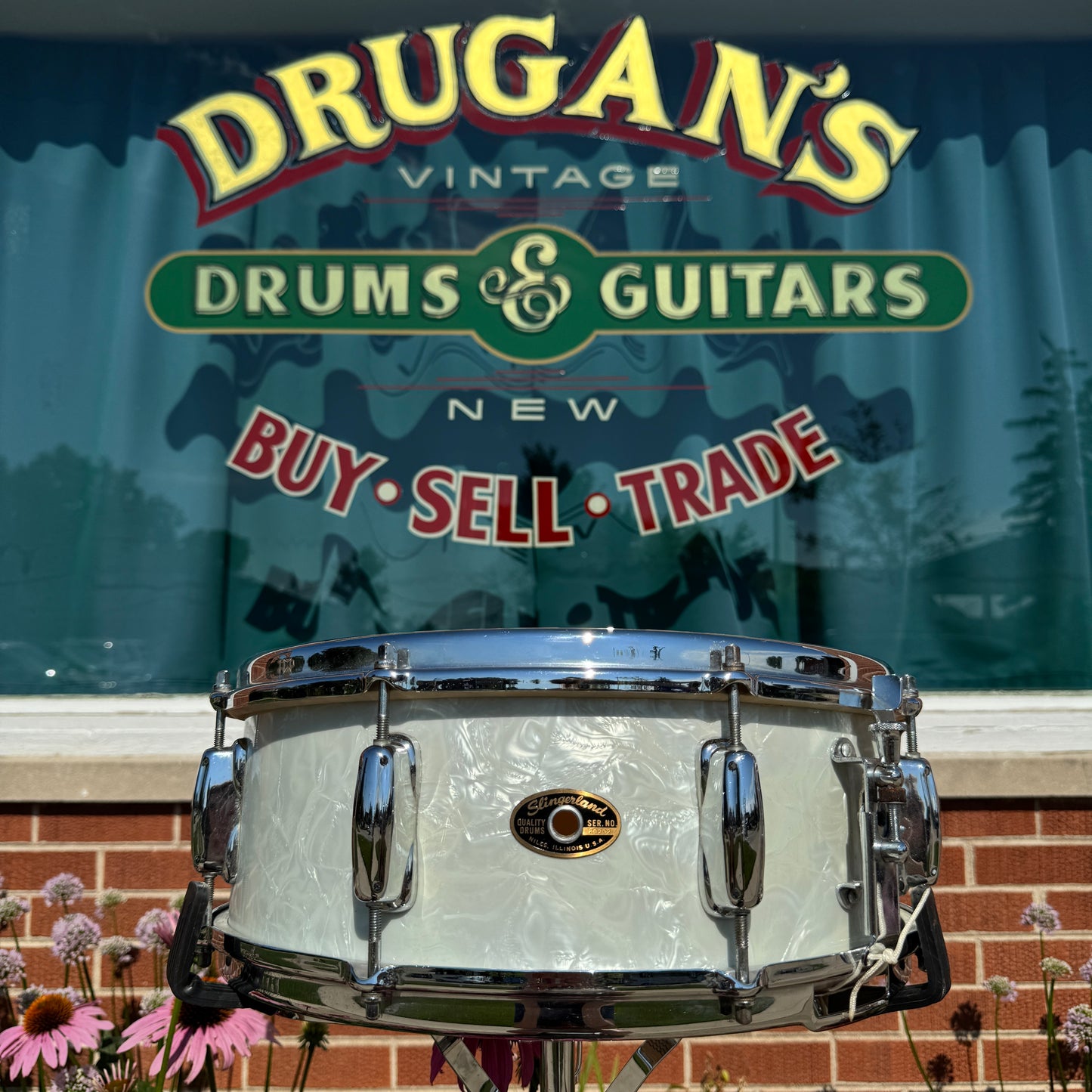1963 Slingerland 5.5x14 No. 146 Hollywood Ace Snare Drum White Marine Pearl