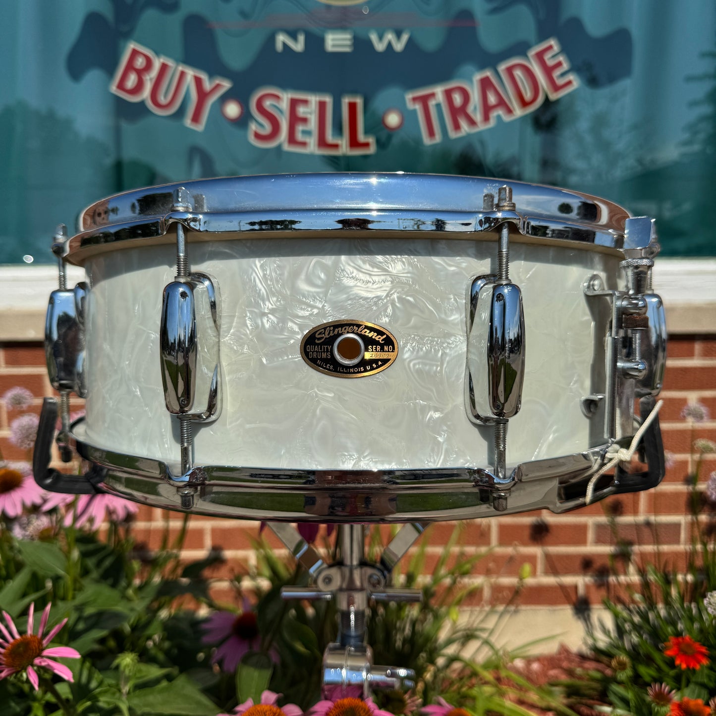 1963 Slingerland 5.5x14 No. 146 Hollywood Ace Snare Drum White Marine Pearl