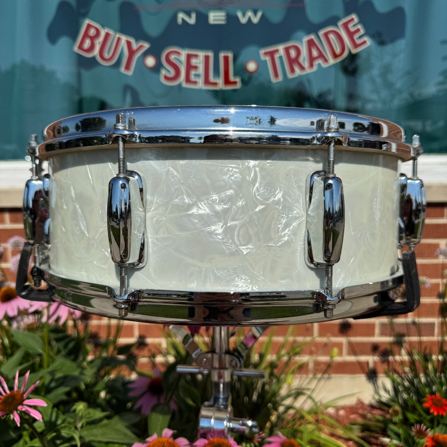 1963 Slingerland 5.5x14 No. 146 Hollywood Ace Snare Drum White Marine Pearl
