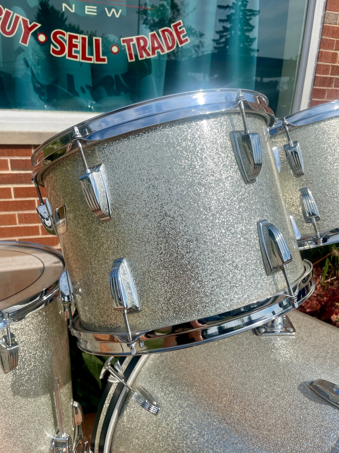 1979-81 Ludwig Rock Machine Drum Set Silver Sparkle 24/13/14/18