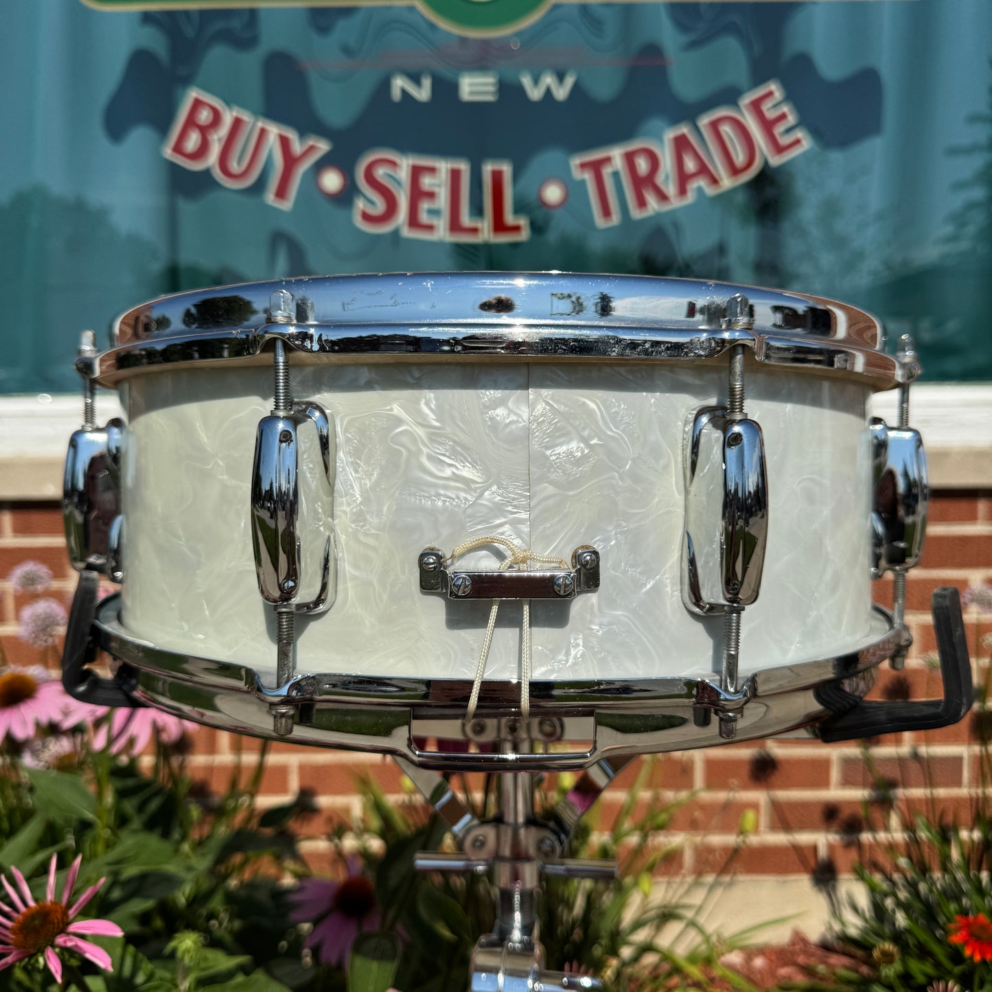 1963 Slingerland 5.5x14 No. 146 Hollywood Ace Snare Drum White Marine Pearl