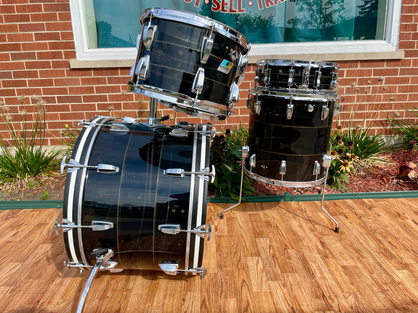 1970s Ludwig Black Smoke Vistalite Tivoli No. 981TP Drum Set w/ 5x14 Snare 22/12/13/16
