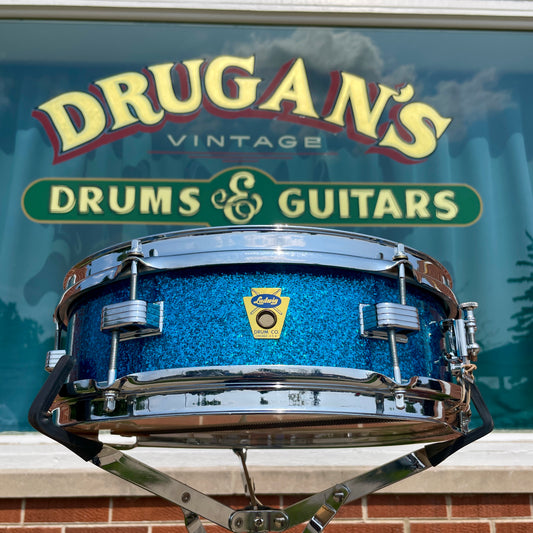 1959 Ludwig 4x13 Las Vegas Snare Drum Blue Sparkle Trans Badge Jazz Combo