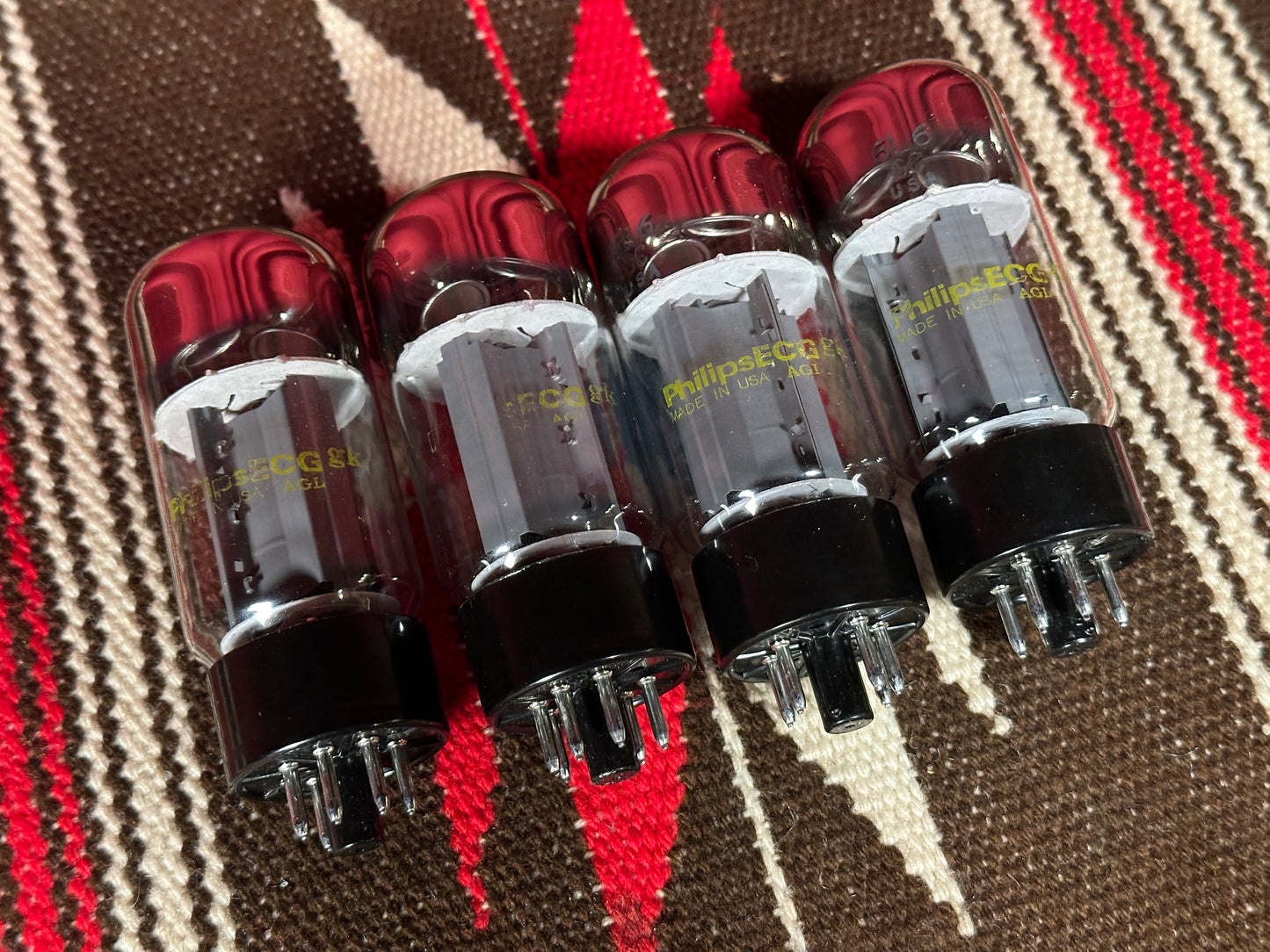 Vintage NOS Sylvania Philips ECG 6L6GC Amplifier Power Tubes Quartet Set of 4 Made in USA Quad #91