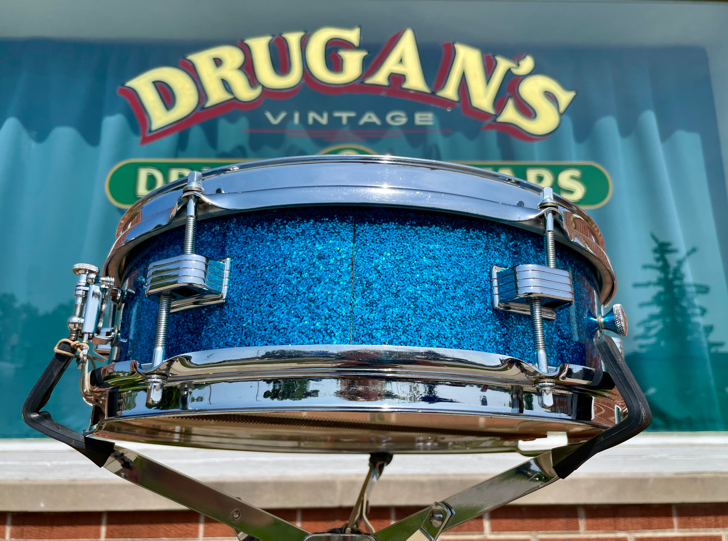1959 Ludwig 4x13 Las Vegas Snare Drum Blue Sparkle Trans Badge Jazz Combo