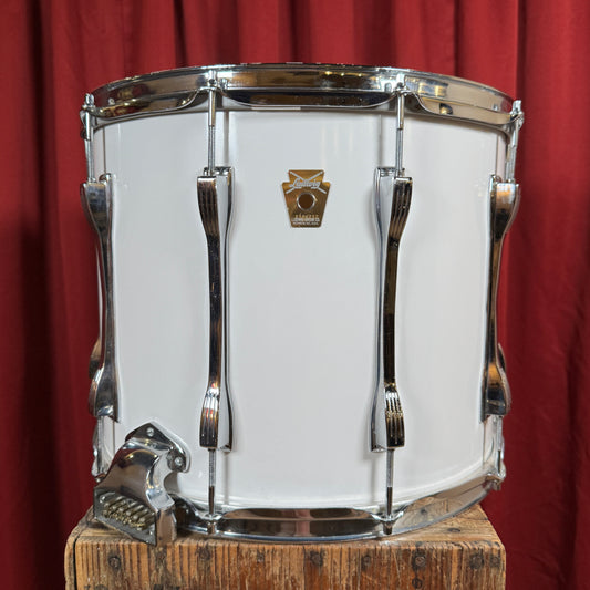 1980s-1990s Ludwig 12x15 Parade Marching Field Snare Drum White Cortex