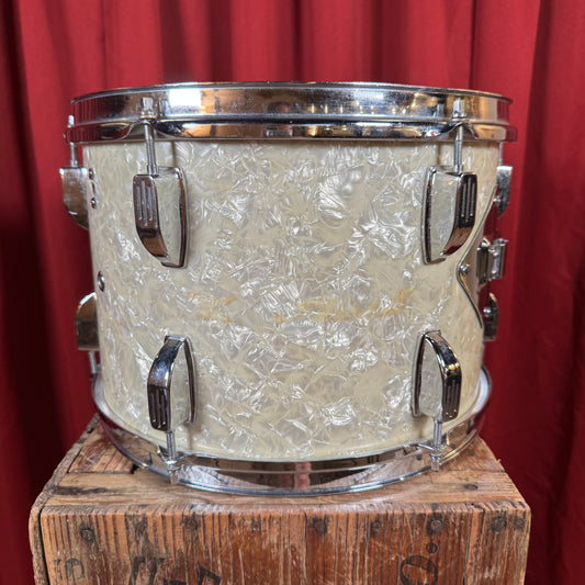 1960s Rogers R-360 9x13 Tom Drum Single White Marine Pearl