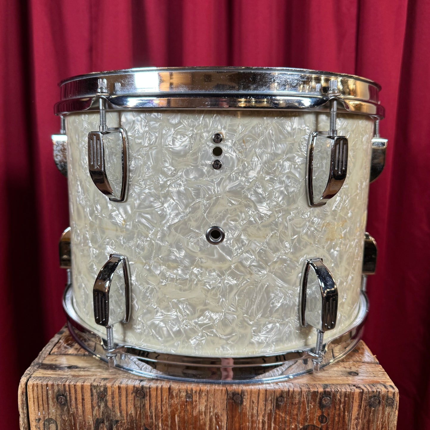 1960s Rogers R-360 9x13 Tom Drum Single White Marine Pearl