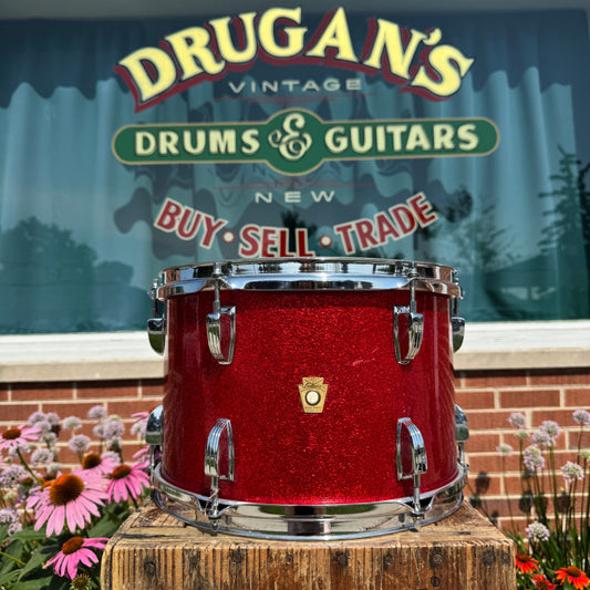 1965 Ludwig 8x12 Tom Drum Single Red Sparkle Down Beat / Hollywood