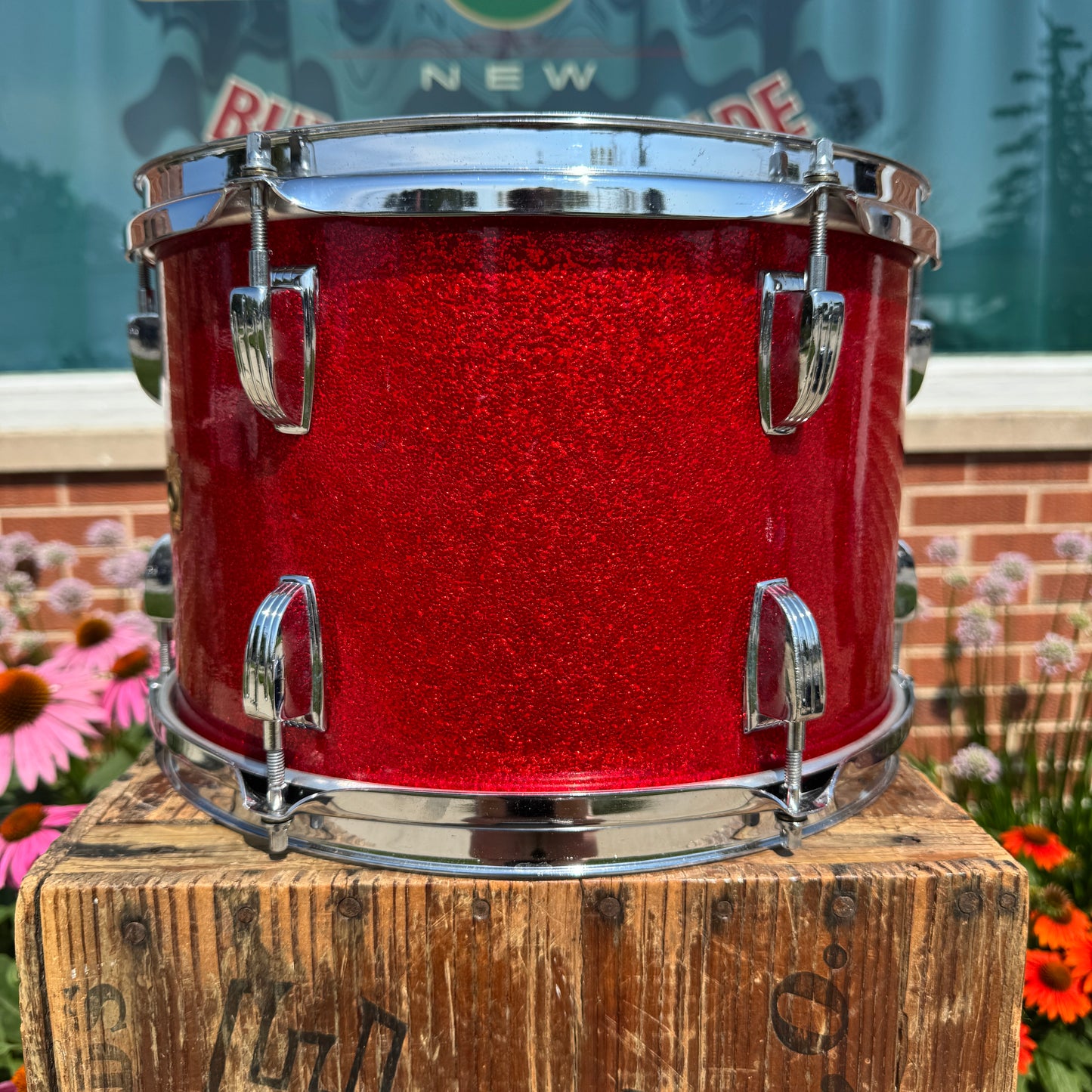 1965 Ludwig 8x12 Tom Drum Single Red Sparkle Down Beat / Hollywood