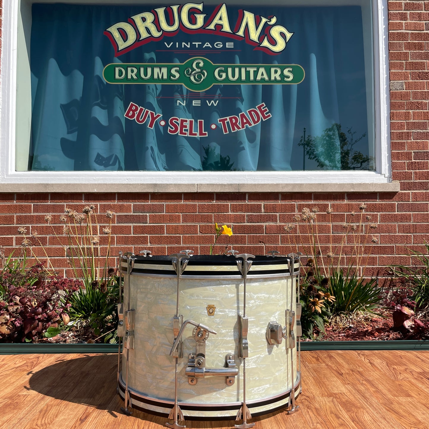 1960s Ludwig 14x22 Club Date Bass Drum Drum White Marine Pearl
