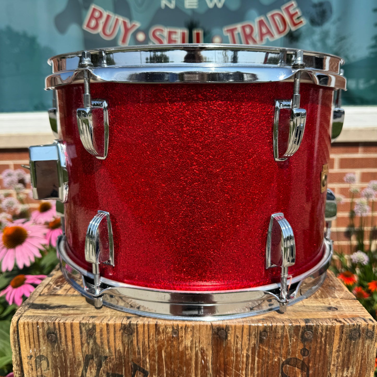 1965 Ludwig 8x12 Tom Drum Single Red Sparkle Down Beat / Hollywood