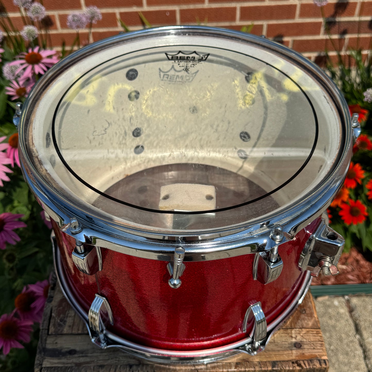 1965 Ludwig 8x12 Tom Drum Single Red Sparkle Down Beat / Hollywood