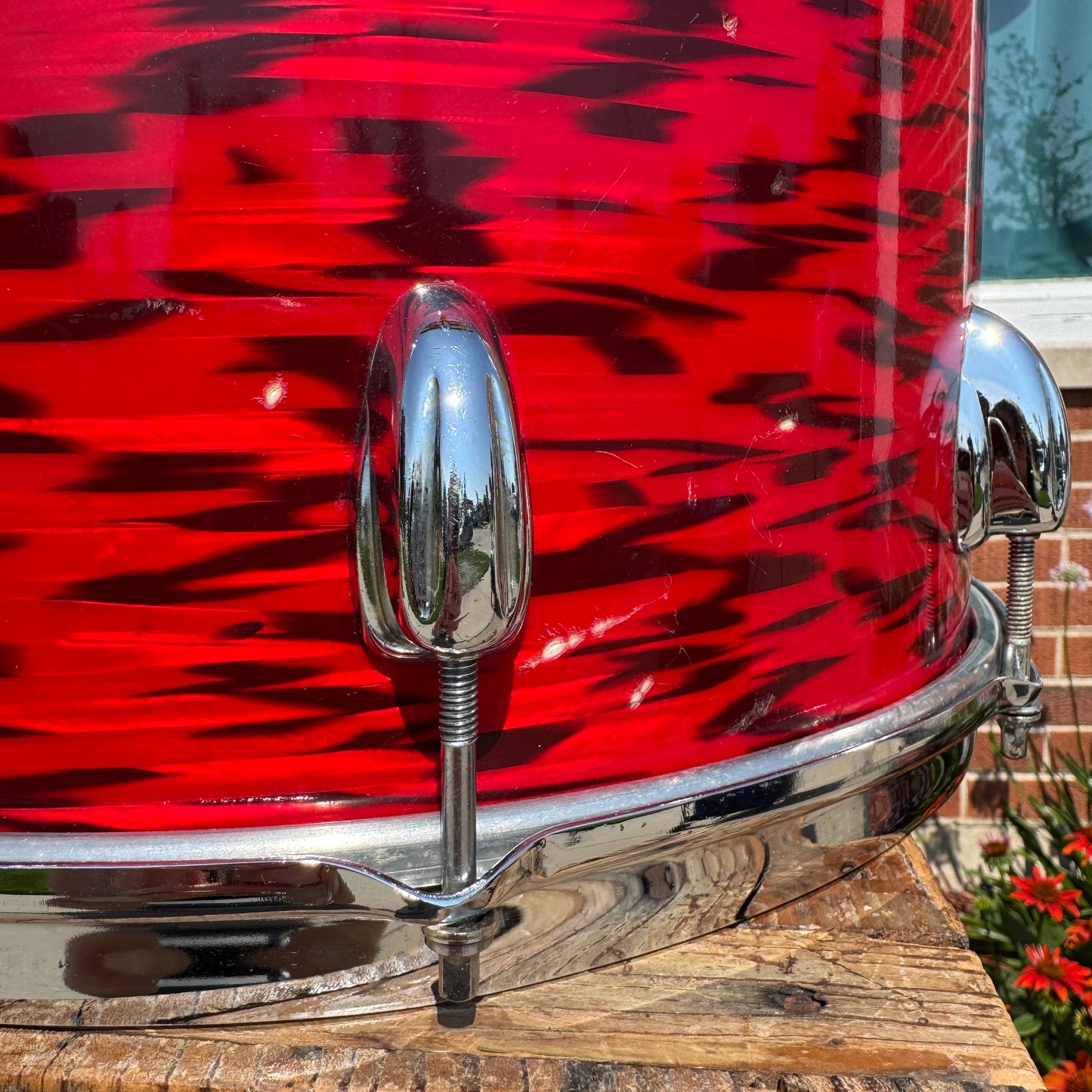 1960s Slingerland 10x14 3-Ply Tom Single Drum Red Tiger