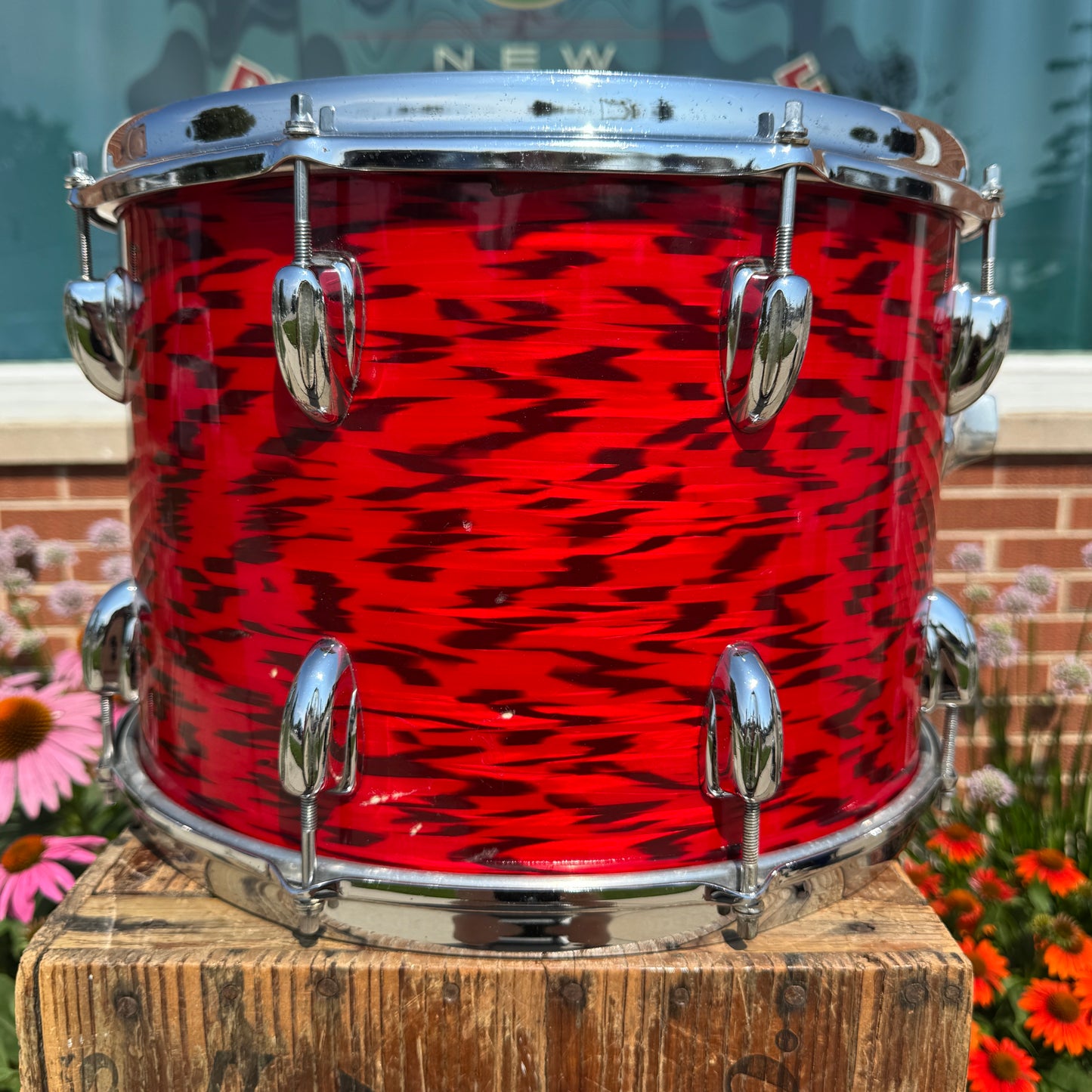 1960s Slingerland 10x14 3-Ply Tom Single Drum Red Tiger