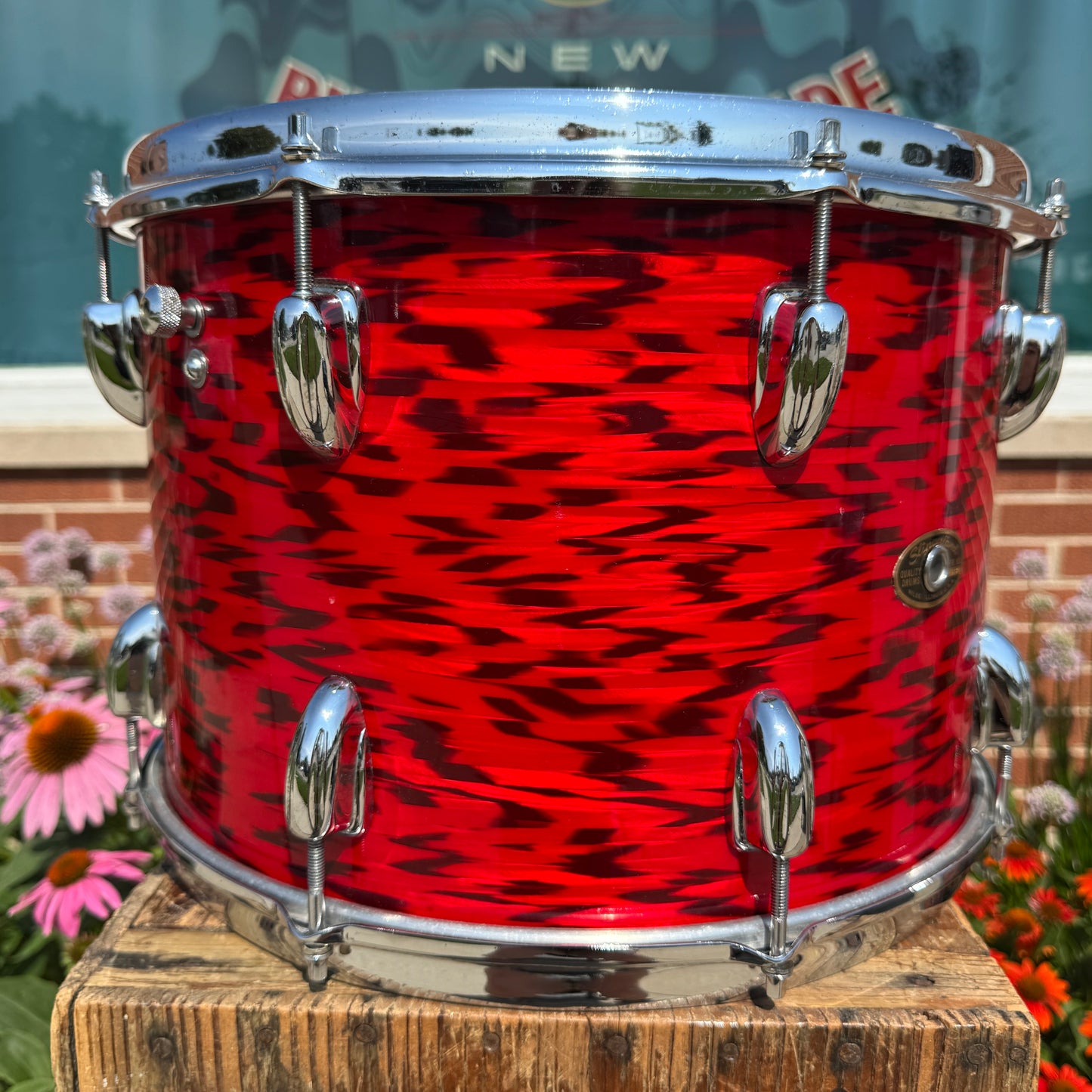 1960s Slingerland 10x14 3-Ply Tom Single Drum Red Tiger