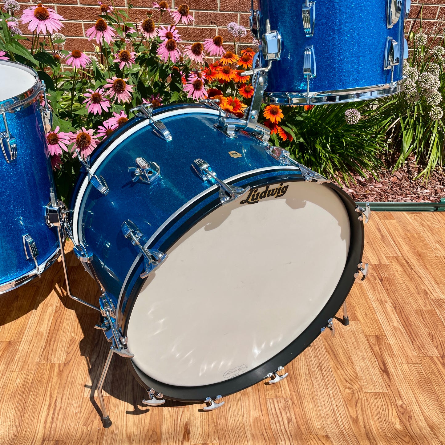 1960s Ludwig Super Classic Drum Set Blue Sparkle 22/13/16