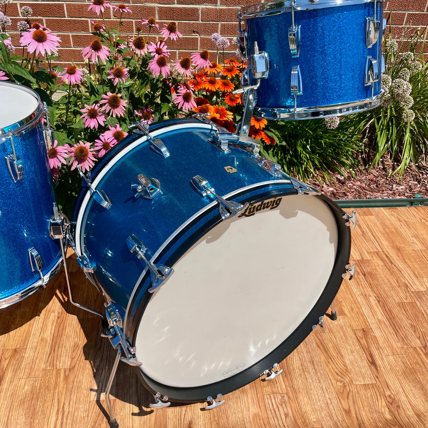 1960s Ludwig Super Classic Drum Set Blue Sparkle 22/13/16