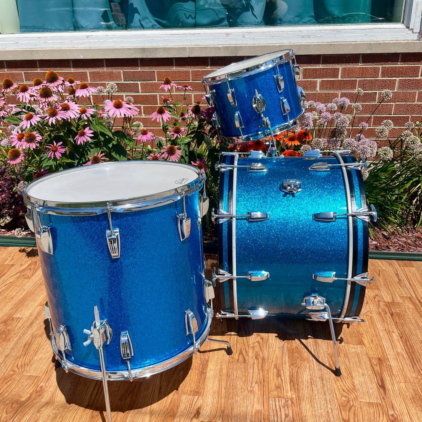 1960s Ludwig Super Classic Drum Set Blue Sparkle 22/13/16