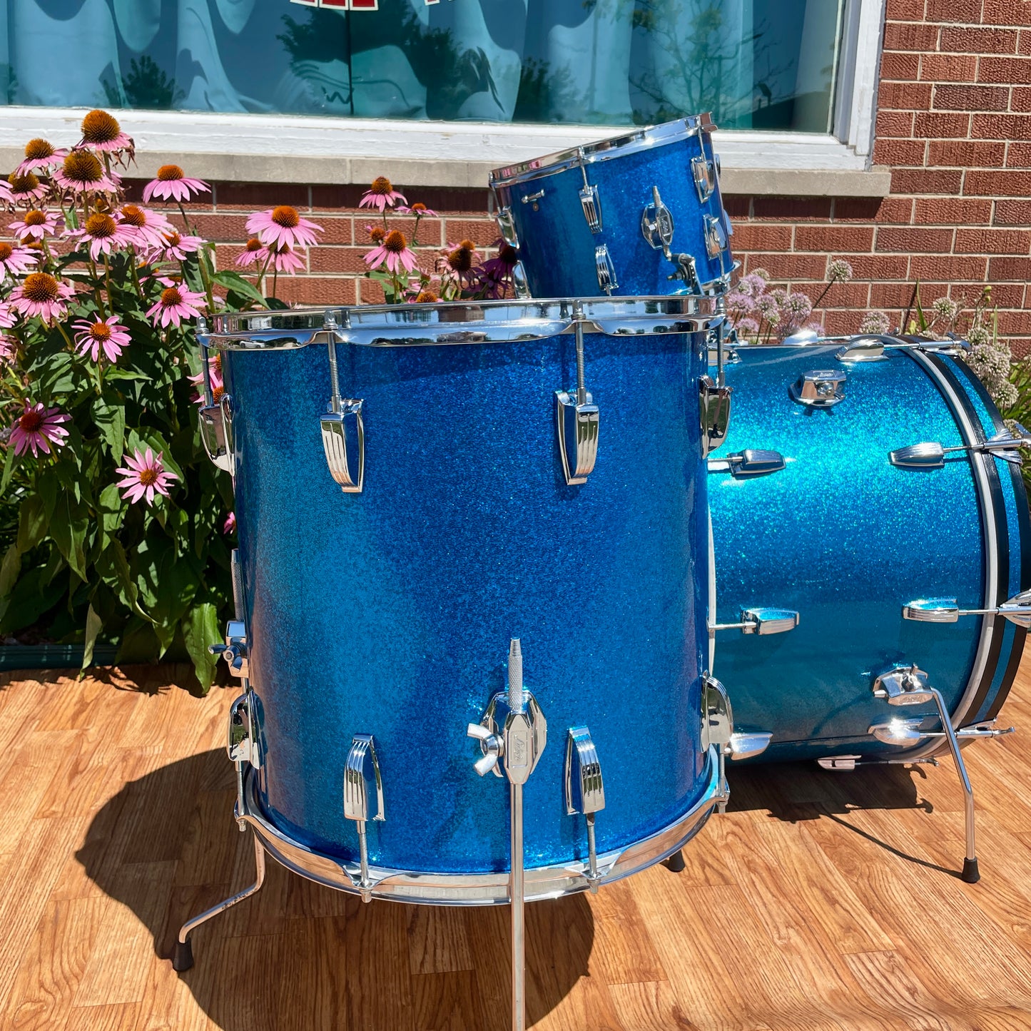 1960s Ludwig Super Classic Drum Set Blue Sparkle 22/13/16